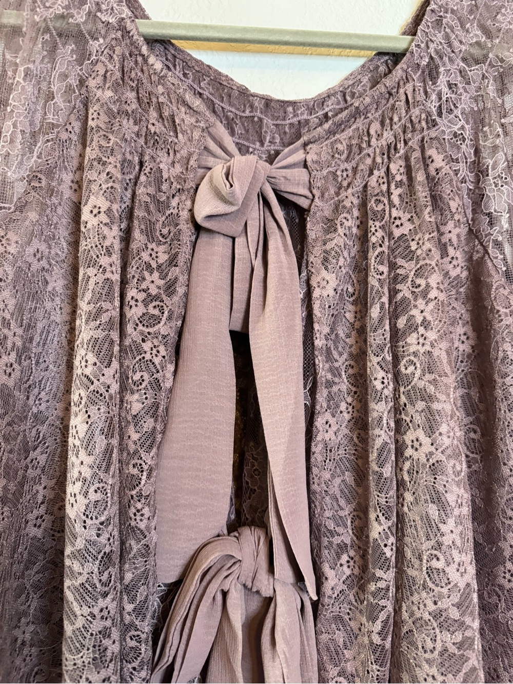 Free People Goldie Knit Top - Plum Dust Size Medium Lace Boho - Picture 10 of 12
